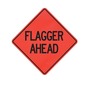 Cortina Safety Products 69" X 4" X 4" Orange And Black Lexan Polycarbonate Roll-Up Sign "FLAGGER AHEAD"