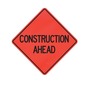 Cortina Safety Products 69" X 4" X 4" Orange And Black Lexan Polycarbonate Roll-Up Sign "CONSTRUCTION AHEAD"
