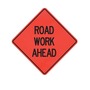 Cortina Safety Products 69" X 4" X 4" Orange And Black Lexan Polycarbonate Roll-Up Sign "ROAD WORK AHEAD"
