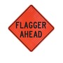 Cortina Safety Products 69" X 4" X 4" Orange And Black Lexan Polycarbonate Roll-Up Sign "FLAGGER AHEAD"