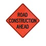 Cortina Safety Products 69" X 4" X 4" Orange And Black Lexan Polycarbonate Roll-Up Sign "ROAD CONSTRUCTION AHEAD"