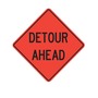 Cortina Safety Products 69" X 4" X 4" Orange And Black Lexan Polycarbonate Roll-Up Sign "DETOUR AHEAD"