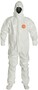 DuPont™ 5X White Tychem® 4000 12 mil Chemical Protective Coveralls (With Respirator Fitting Hood, Elastic Wrists And Attached Socks)