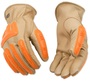 Kinco Medium Tan And Orange Cowhide Leather Palm Gloves With PVC Back And EASY-ON™ Shirred Elastic Wrist Cuff