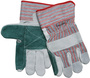 MCR Safety Large Gray Split Leather Palm Gloves With Cotton Poly Back And Safety Cuff