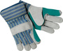 Memphis Glove Large Blue, Yellow, Black And Green Select Shoulder Double Leather Palm Gloves With Fabric Back And Safety Cuff