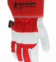 Memphis Glove Large White And Red Top Grain Goatskin Palm Gloves With Fabric Back And Rubberized Safety Cuff