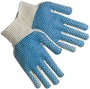 MCR Safety Natural Large Cotton/Polyester 7 Gauge Blue PVC Blocks Two Side General Purpose Gloves WithKnit Wrist