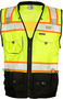 Kishigo 2X Hi - Viz Yellow Class 2 Polyester Premium Black Series Surveyors Vest