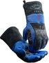 Protective Industrial Products Large 13 1/2" Black And Blue Premium Top Grain Goatskin/Leather Para-Aramid Lined Welders Gloves
