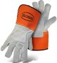 Protective Industrial Products Large Orange Split Cowhde Leather Palm Gloves With Split Cowhide Back And Rubberized Gauntlet Cuff