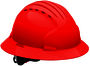 Protective Industrial Products Red Evolution® Deluxe 6161 HDPE Non-Vented Full Brim Hard Hat With Wheel Ratchet/6 Point Polyester Suspension