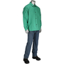 Protective Industrial Products Large Green Twill/Cotton Flame Resistant Welder Jacket With Snap Front Closure