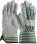 Protective Industrial Products Large Green Shoulder Split Leather Palm Gloves With Canvas Back And Rubberized Safety Cuff (Right Hand Only)