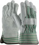 Protective Industrial Products Large Green Split Cowhide Palm Gloves With Canvas Back And Rubberized Safety Cuff