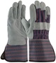 Protective Industrial Products 2X-Large Blue Shoulder Split Leather Palm Gloves With Canvas Back And Gauntlet Cuff