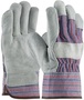 Protective Industrial Products Large Blue Split Cowhide Palm Gloves With Canvas Back And Starched Safety Cuff