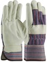 Protective Industrial Products Large Blue Grain Cowhide Palm Gloves With Fabric Back And Rubberized Safety Cuff