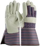 Protective Industrial Products Small Blue Grain Cowhide Palm Gloves With Fabric Back And Gauntlet Cuff