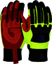 Protective Industrial Products Large Black And Hi-Viz Yellow And Red R2™ Synthetic Leather And Spandex Full Finger Impact Resistant Gloves With Hook and Loop Cuff