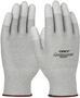 Protective Industrial Products Medium QRP® Qualakote® White Polyurethane Fingertips Coated Work Gloves With Gray Carbon And Nylon Liner And Knit Wrist