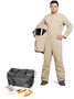 OEL Large Natural Cotton Blend Premium Indura Flame Resistant Coverall Switch Gear Kit With Non-Metallic Zipper Hook and Loop Closure