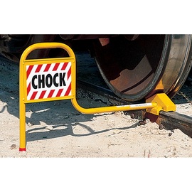 Accuform Signs® 35" X 19" x 9" Black/Red/White/Yellow Steel Parking And Traffic Sign With Double Chock, Exposed Rail Style
