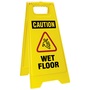 Accuform Signs® 25" X 12" Red/Black/Yellow Plastic Fold-Ups® Floor Sign "CAUTION WET FLOOR"