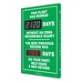 Accuform Signs® 28" X 20" White/Green Aluminum DIGI-DAY® Safety Scoreboard "THIS PLANT HAS WORKED ____ DAYS WITHOUT AN OSHA RECORDABLE INJURY THE BEST PREVIOUS RECORD WAS ____ DAYS DO YOUR PART HELP MAKE A NEW RECORD"