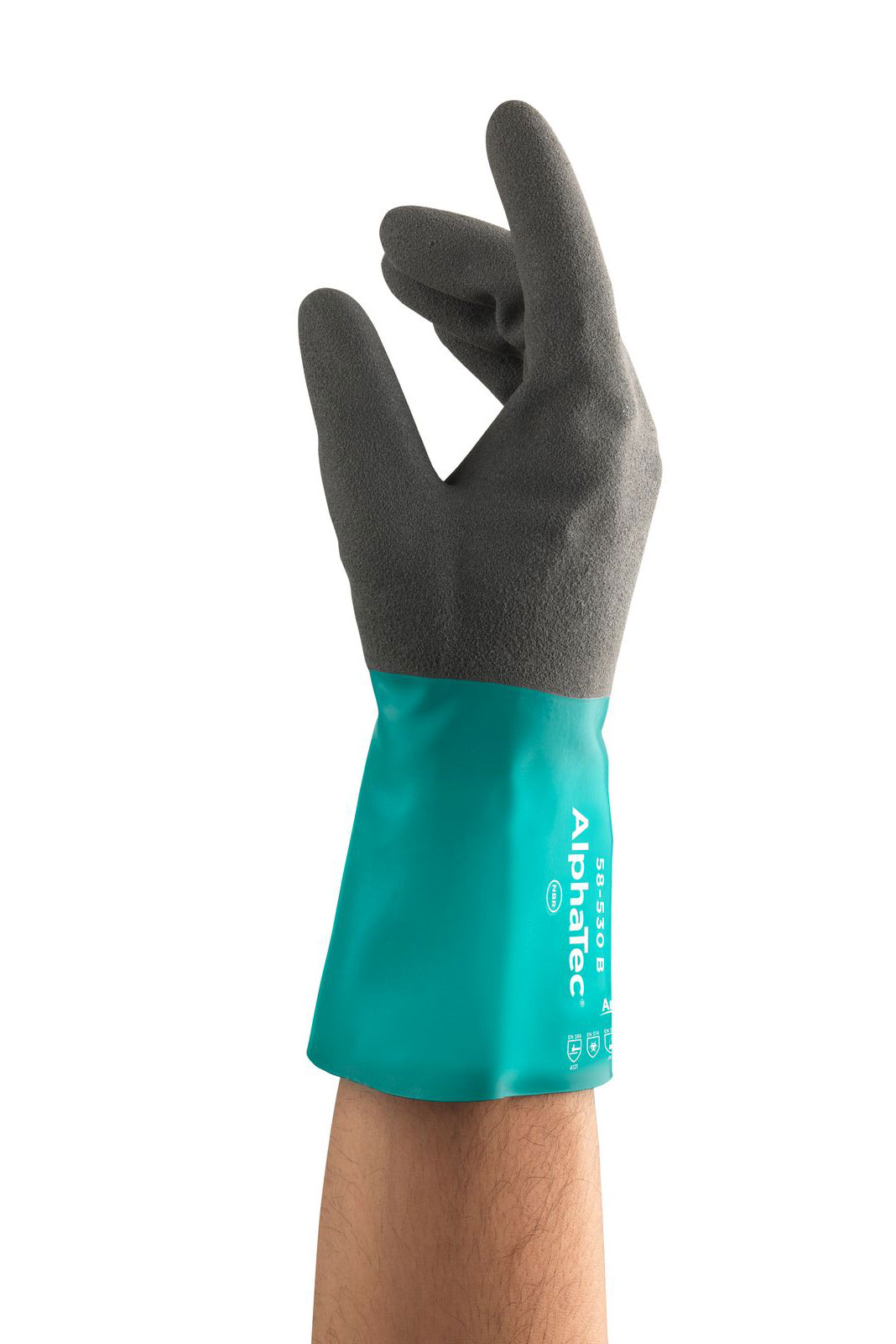 Ansell Size 11 Sea Green And Anthracite Gray AlphaTec® 12" Acrylic Knit Lined 13 mil Unsupported Nitrile Chemical Resistant Gloves