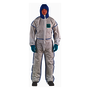 Ansell Small White/Blue AlphaTec® 1800 COMFORT-195 Polyethylene Laminate/Polypropylene Coverall With Hood And Thumb Loops
