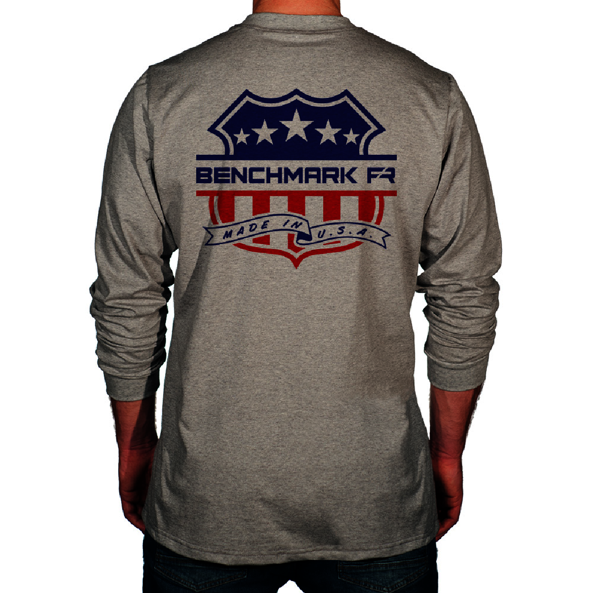 Benchmark FR 2x Tall Light Gray Second Gen Jersey Cotton Flame Resistant T Shirt with FR Union Crest Graphic