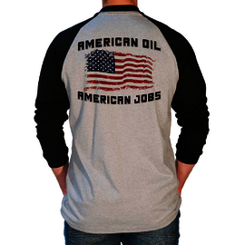 Benchmark FR® 2X Black and Gray Benchmark 3.0 Cotton Flame Resistant T-Shirt With American Oil American Jobs Graphic