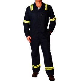Benchmark FR® 3X Navy Benchmark 2.0 Cotton Flame Resistant Coverall With Zipper and Snaps Closure