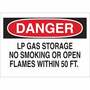 Brady® 10" X 14" X .035" Black, Red And White Rigid Aluminum Smoking Control Sign "LP GAS STORAGE NO SMOKING OR OPEN FLAMES WITHIN 50 FT."