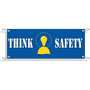 Brady® 4' X 10' White, Yellow And Blue 0.0551" Durable Polyethylene Banner "THINK SAFETY"