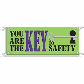 Brady® 4' X 10' Black, Purple And Green 0.0551" Durable Polyethylene Banner "YOU ARE THE KEY TO SAFETY"