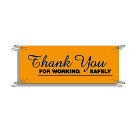 Brady® 4' X 10' Blue, Gold And Black 0.0551" Durable Polyethylene Banner "THANK YOU FOR WORKING SAFELY"