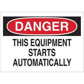 Brady® 7" X 10" X .006" Black, Red And White Overlaminate Polyester Safety Sign "THIS EQUIPMENT STARTS AUTOMATICALLY"