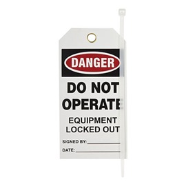 Brady® 3 3/5" X 1 1/4" X 8 3/5" Black/Red/White Prinzing® Rigid Polyester Tag (25 Per Pack) "DO NOT OPERATE EQUIPMENT LOCKED OUT"