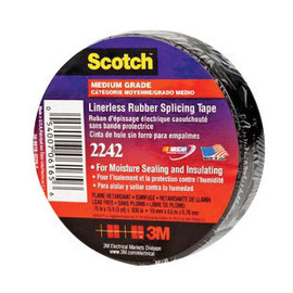 3M™ Scotch™ Series 2242 3/4" X 15' Black 30 mils Self-Fusing Ethylene Propylene Rubber (EPR) Linerless Electrical Splicing Tape