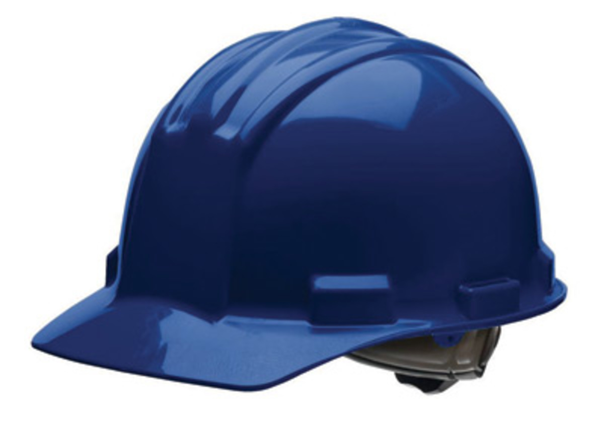 Poly Brow Pad One Size 4 Point Ratchet Suspension Navy Blue Bullard 51NBR Standard Series Cap Style w/Rain Trough Hard Hat 