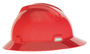 MSA Red V-Gard® Polyethylene Full Brim Hard Hat With Ratchet/4 Point Ratchet Suspension