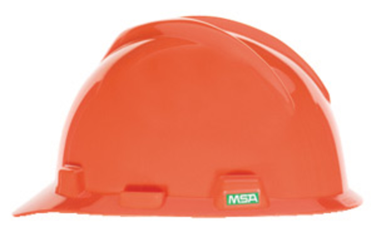 Full Brim Safety Hard Hat Slide Susp NEW! SLOTTED MSA HI VIZ ORANGE V-Gard 