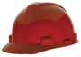 MSA Red Super V Polyethylene Cap Style Hard Hat With Ratchet/4 Point Ratchet Suspension