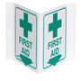 Brady® 6" X 9" X 4" Green And White Durable Acrylic Office And Facility Sign "FIRST AID"