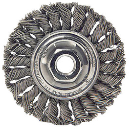 Weiler® 4" X 1/2" - 3/8" Dualife™ Steel Knot Wire Wheel Brush