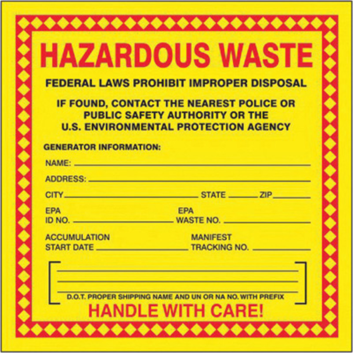 Legend UNIVERSAL WASTE CONTENTS Purple/Black/White ADDRESS CITY,STATE,ZIP Pack of 25 SHIPPER Accuform Signs MHZW17PSP Adhesive Coated Paper Hazardous Waste Label ACCUMULATION START DATE 4 Length x 4 Width 