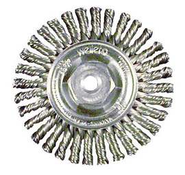Weiler® 4" X M10 X 1-1/4" Dualife™ Mighty-Mite™ Roughneck® Stainless Steel Knot Wire Wheel Brush