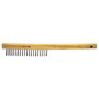 Weiler® 6" Stainless Steel Vortec Pro® Scratch Brush With Wood Curved Handle Handle
